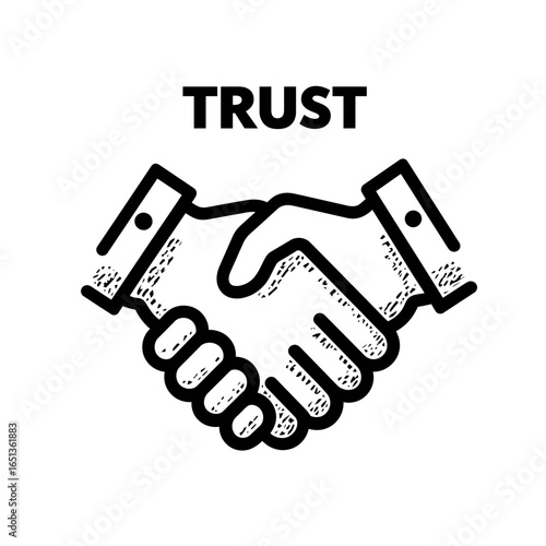 Symbolic handshake illustration representing trust, partnership, and agreement in business and social contexts. A concept of reliability and mutual understanding.