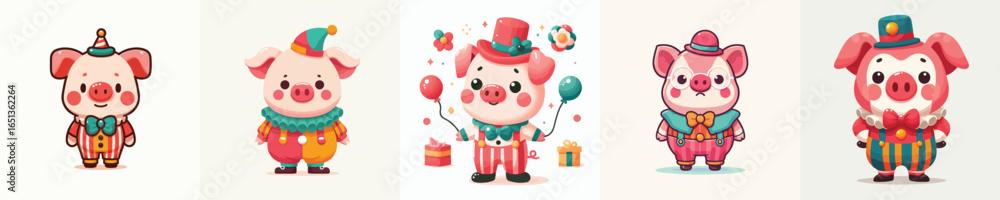 Naklejka premium clown costume pig vector