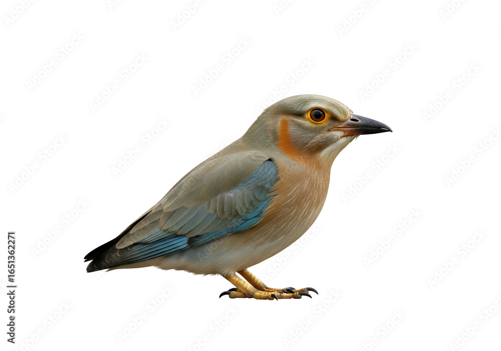 Fototapeta premium Unique bird with colorful plumage perched against a black background showcasing vibrant feathers