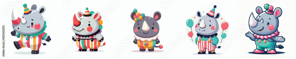 Fototapeta premium rhinoceros vector in clown costume