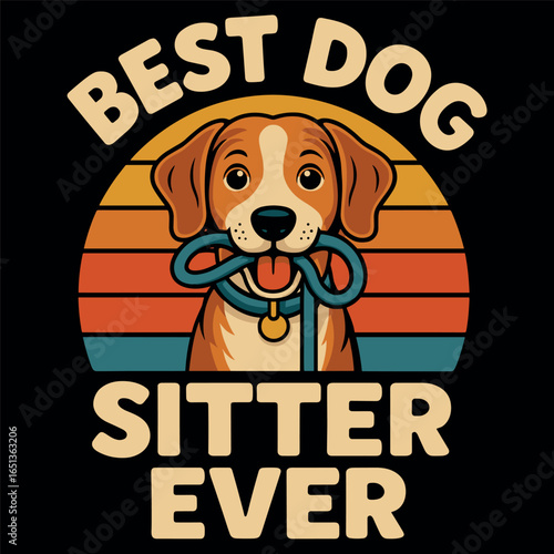 Best Dog Sitter Ever Funny Pet Lover Retro Dog Walking Appreciation Gift Design