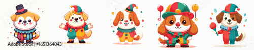 vector dog in clown costume