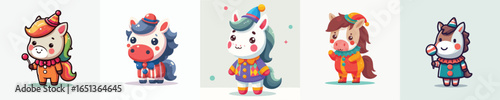 vector horse in clown costume