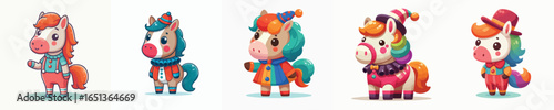 vector horse in clown costume