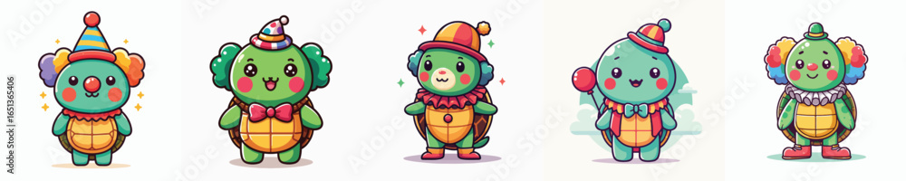 Obraz premium cute turtle vector in clown costume
