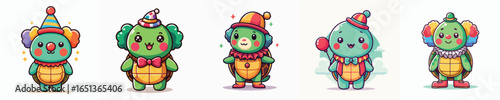 cute turtle vector in clown costume