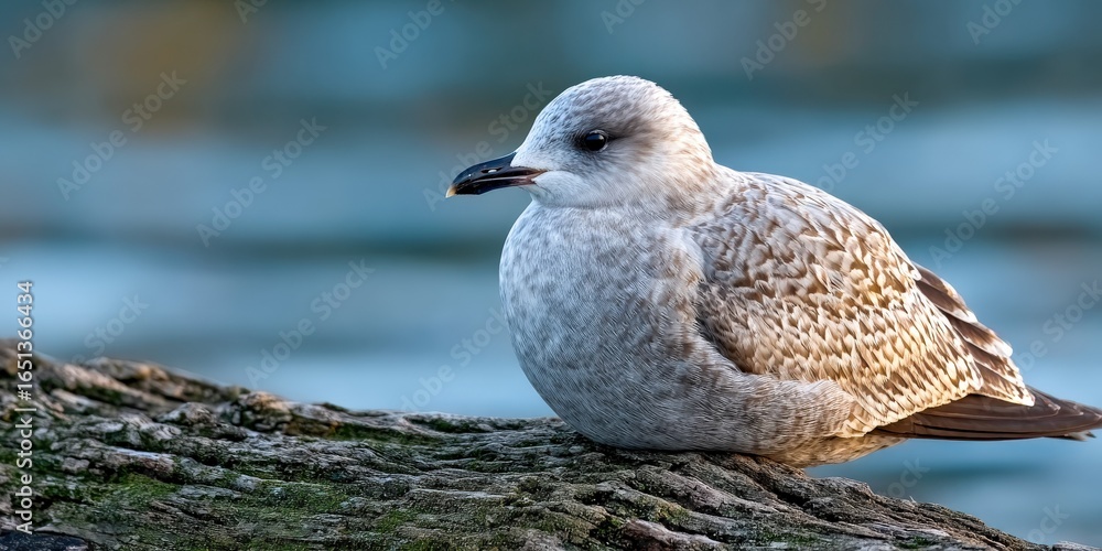Obraz premium Juvenile gull resting on a log