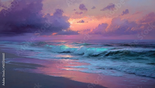 Fototapeta Naklejka Na Ścianę i Meble -  Pastel sunset over a beach