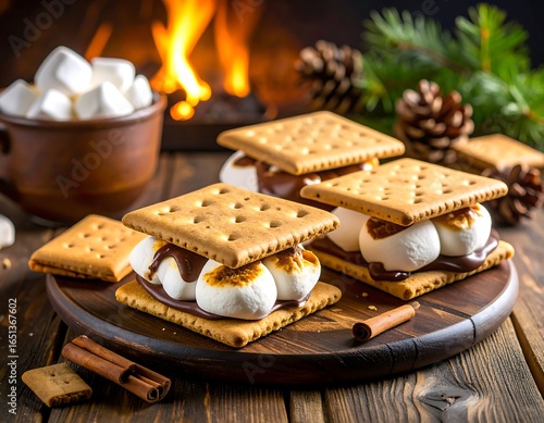 Smores by Fireplace with Winter Treat.