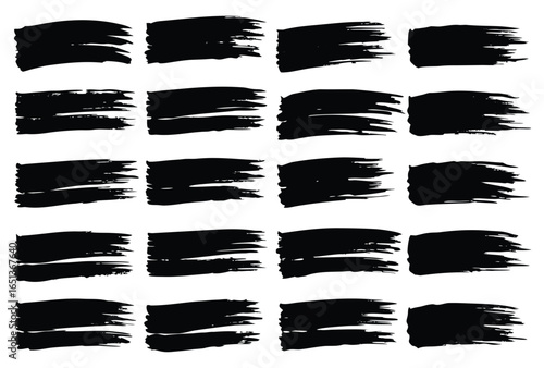 Adobe Illustrator Artwork Abstract black textured strokes set isolated on a white background  Vector hand drawn artistic design element, box, frame or background 