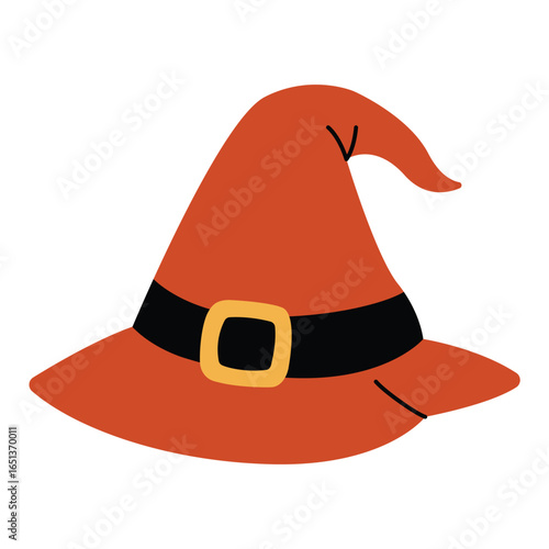 Witch's hat. Halloween design. Isolated background. Vector flat illustration