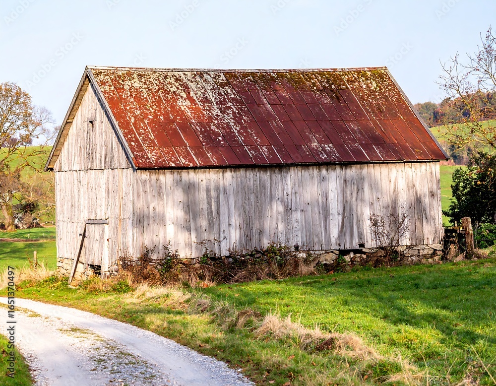 Obraz premium Rustic barn in a rural landscape