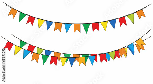 Colorful Festive Bunting Flags Stringing Together for Celebration.