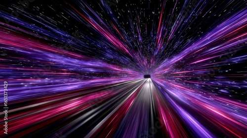 Hyperspeed Virtual Tunnel of Luminous Light with Swirling Patterns in Vibrant Colors