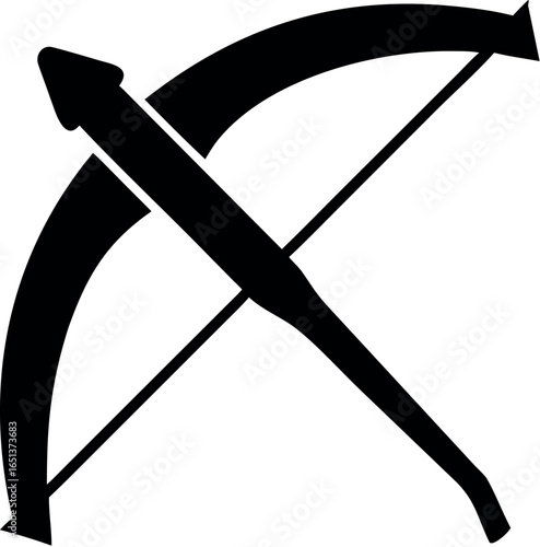 Crossbow projectile weapon flat vector icon