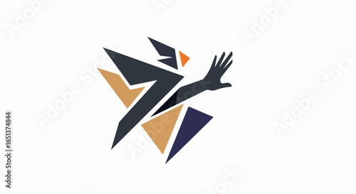 Free Download Stylized Abstract Eagle Silhouette with Geometric Wing Design. - GFXLoad