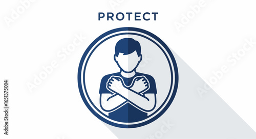 Stylized Icon of a Person Protecting Themselves with Crossed Arms.
