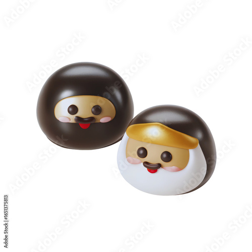 Two charming ninja character designs with kawaii aesthetics and playful expressions