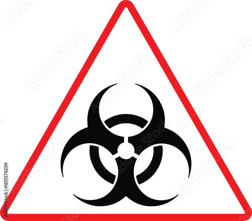 Biohazard Triangle Warning Sign Isolated on White Background
