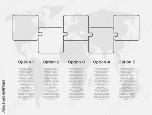 Five steps line infographic, puzzle diagram