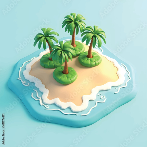 Dreamy tropical island getaway with swaying palm trees and crystal clear waters, perfect escape for vacation planning and summer promotions