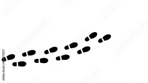Human shoes Footstep walking on white background. footprints shoes, shoe prints marks feet animation. Step footprints path isolated. 4K Resolution.