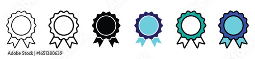 Medal Ribbon Icon Set – Award, Prize, Certificate, Honor, Achievement