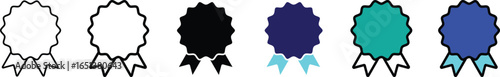 Award Ribbon Icon Set – Badge, Medal, Certificate, Prize, Achievement