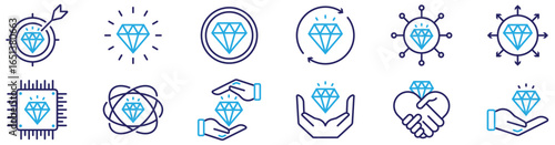 Premium Diamond, Goal, and Responsibility Vector Icons