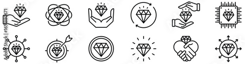 Business Values, Mission, and Achievement Icon Set