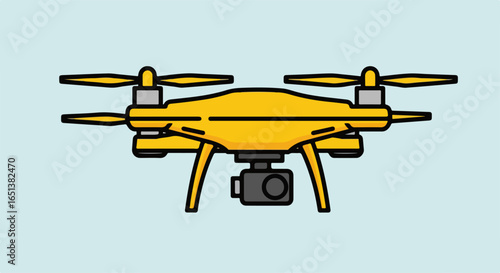 Bright Yellow Quadcopter Drone with Integrated Camera and Propellers.