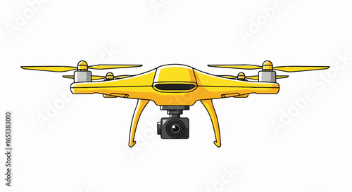 Bright Yellow Quadcopter Drone with Camera Gimbal Attached.
