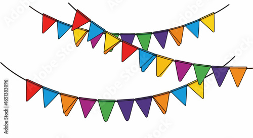 Colorful Triangle Bunting Flags Stringing Together for Festive Celebration.