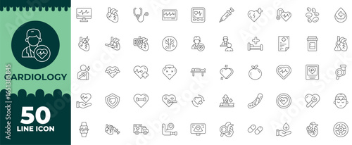 Cardiology Line Editable Icons set. Vector illustration in modern thin line style of Cardiology icons: health care, medicine, pharmacy, etc