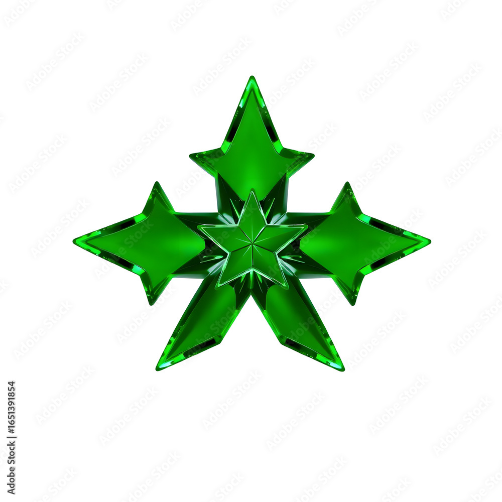 Obraz premium Green Christmas star bow and tree decoration illustration