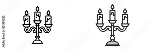 Elegant vector illustration of a candelabra with three candles