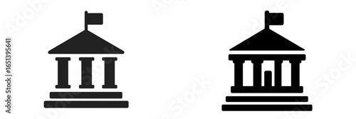 Vector illustration of a classic building design in black and white