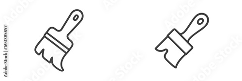 Two isolated paintbrushes are depicted in a minimalist vector style