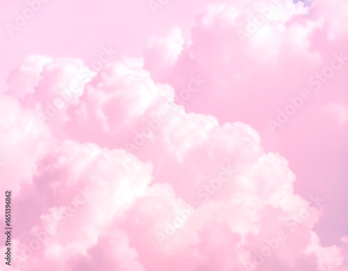 Pink fluffy clouds with dreamy sky.