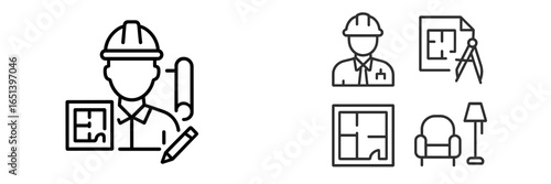 Construction professional sketching building plans for design project