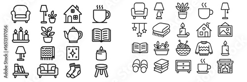 Cozy home elements vector illustration for warm living spaces
