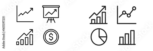 Vector illustration of business growth and analytics icons for reports