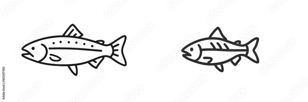 Obraz premium Stylized vector illustration of two fish in simple design