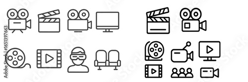 Vector illustration of movie production elements and cinema icons