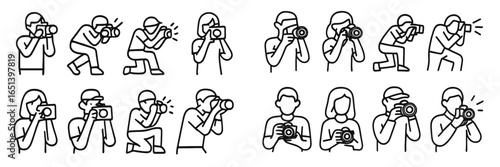 Vector art of photographers capturing moments in poses