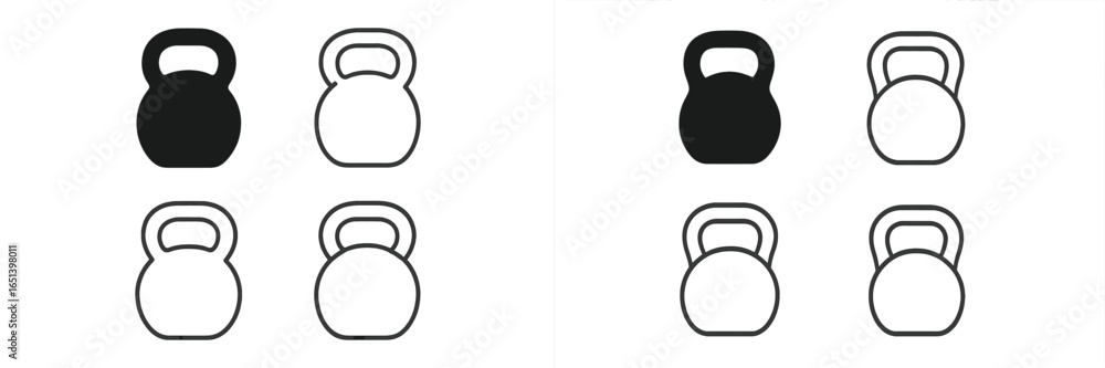 Fototapeta premium Various kettlebell designs for fitness and weight training