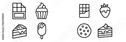 Desserts and sweets collection in vector illustration style
