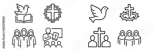 Vector illustrations of diverse faith symbols for inspiration