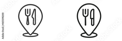 Fork and knife icons for restaurant location services
