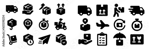 Delivery and shipment icons in vector style for logistics industry
